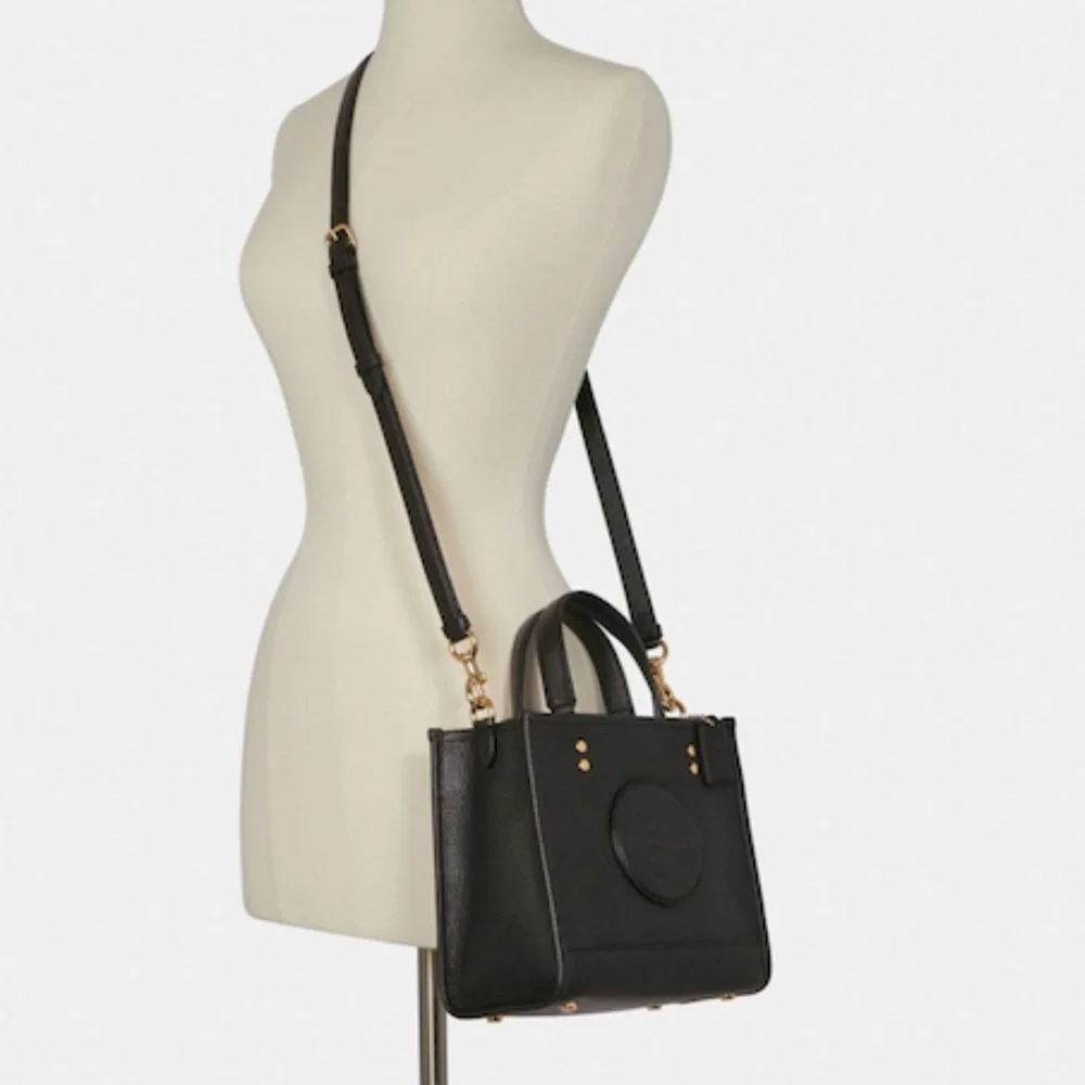 Coach Dempsey Tote 22 With Coach Patch Crossbody Handbag Bag Black - Picture 4 of 12